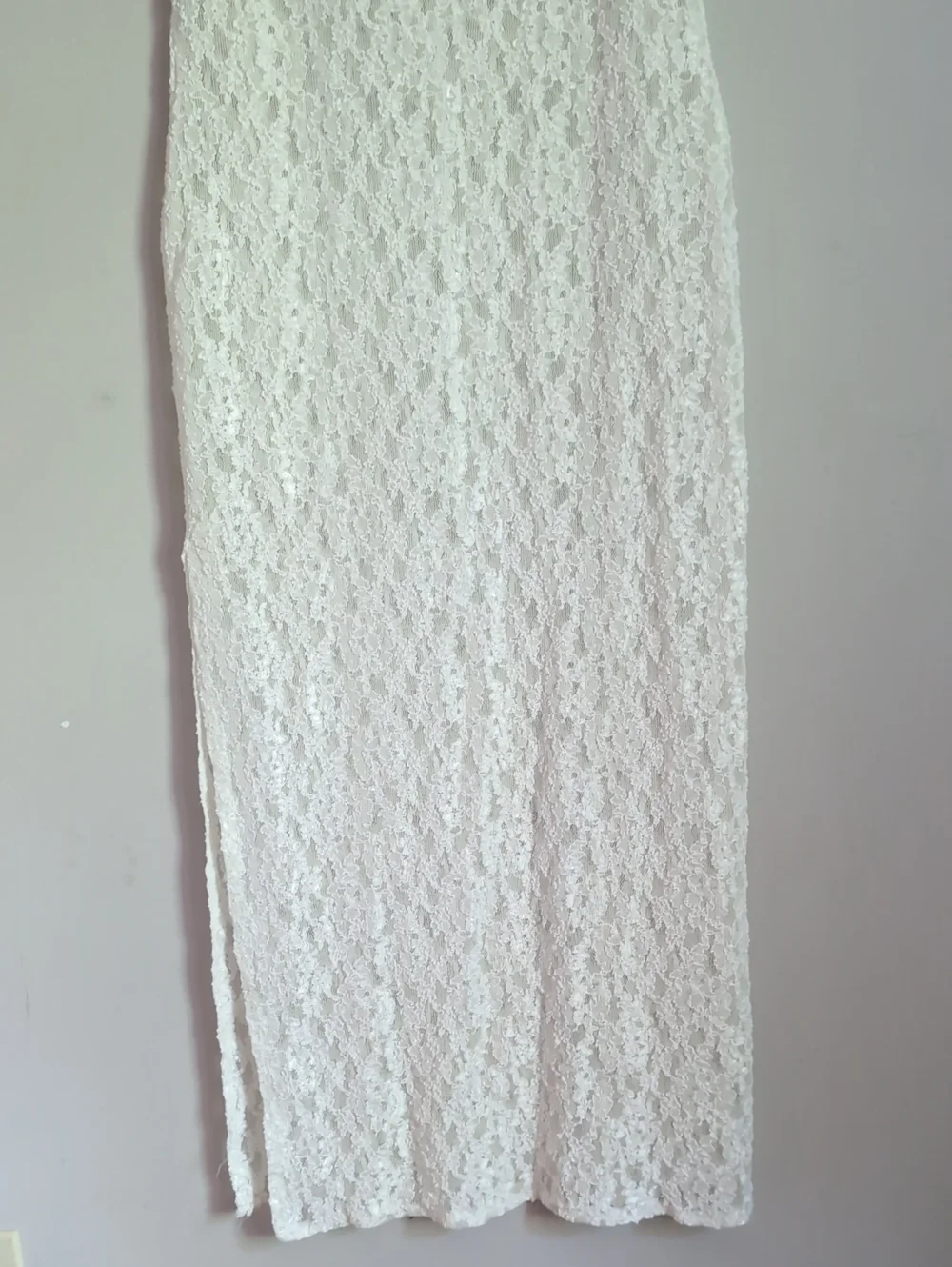 90s Vintage Victoria's Secret Gold Label Sheer Ivory Lace Maxi Dress Size Large